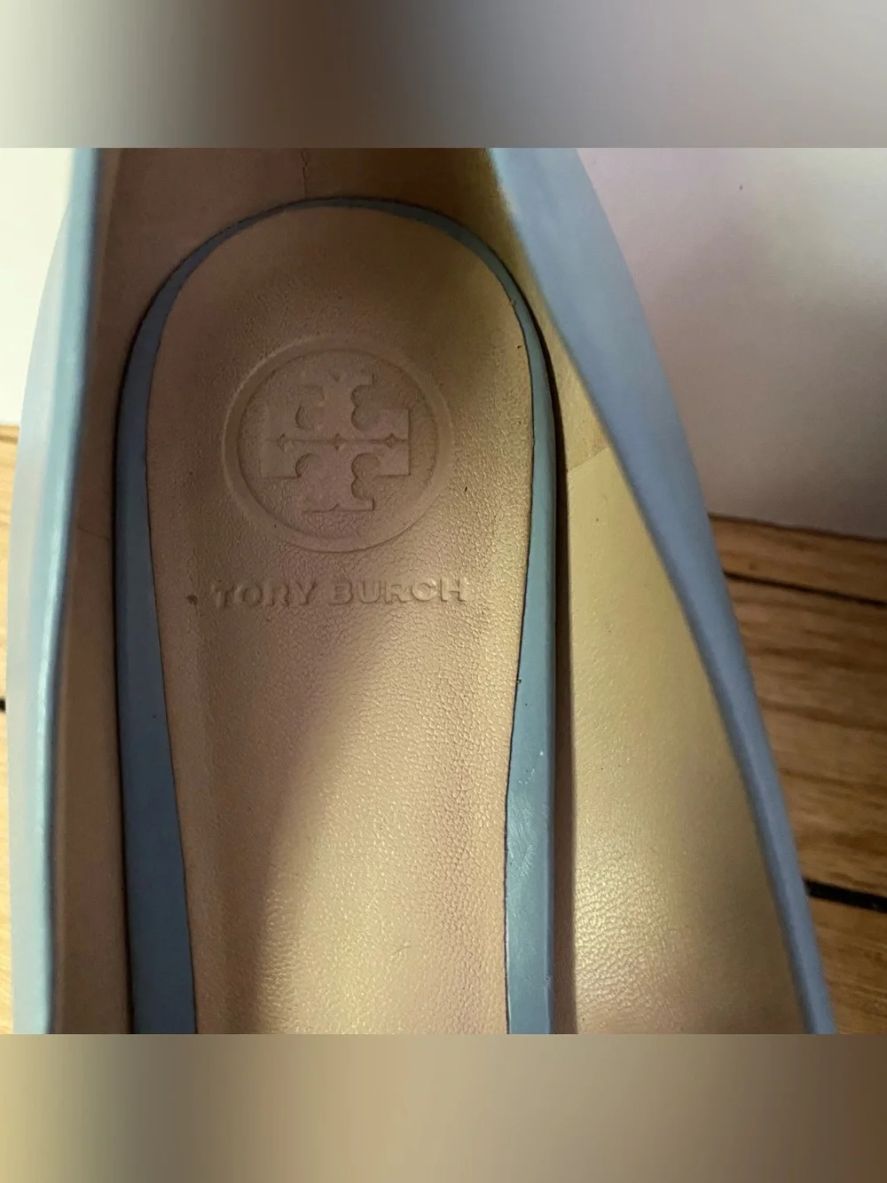 Tory Burch Pumps Womens 7.5 M Raleigh Leather Heels Logo Blue Designer Cinch Bag